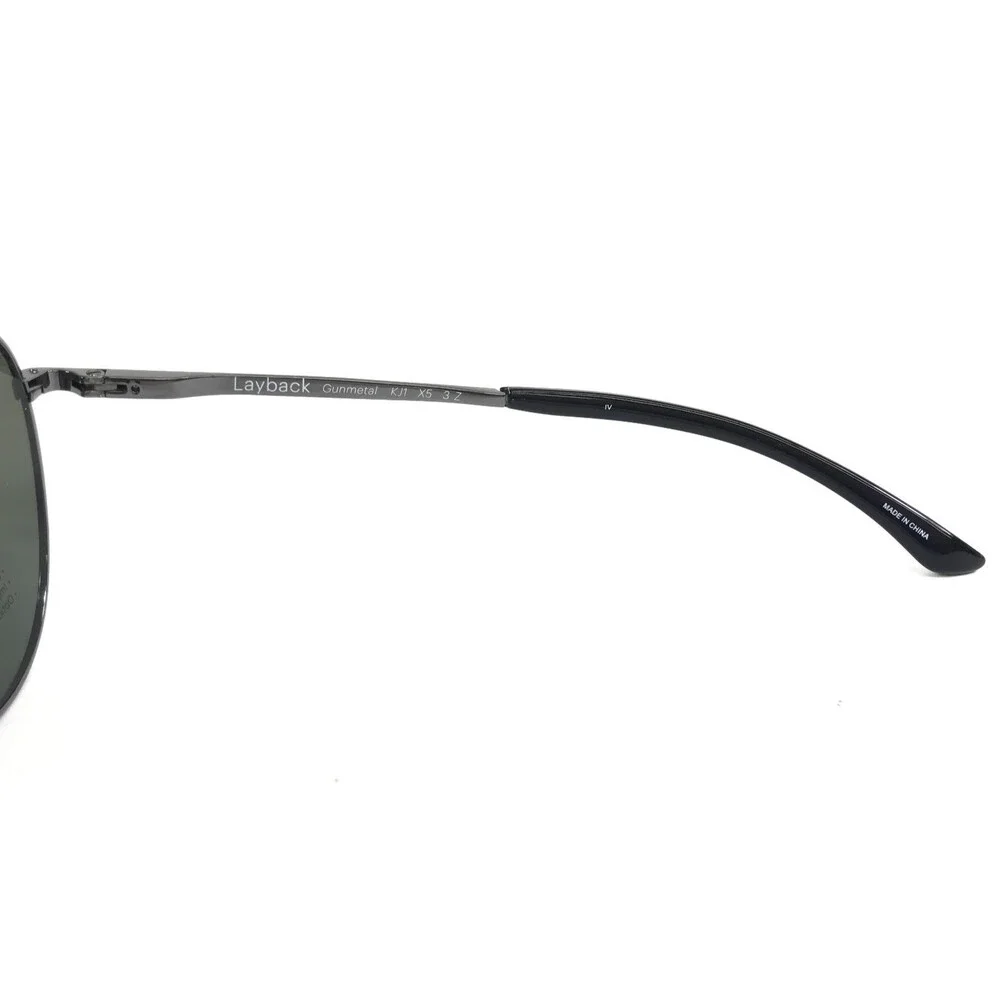 Smith Sunglasses Layback KJ1 X5 Gunmetal Frames with Dark Green Polarized Lenses